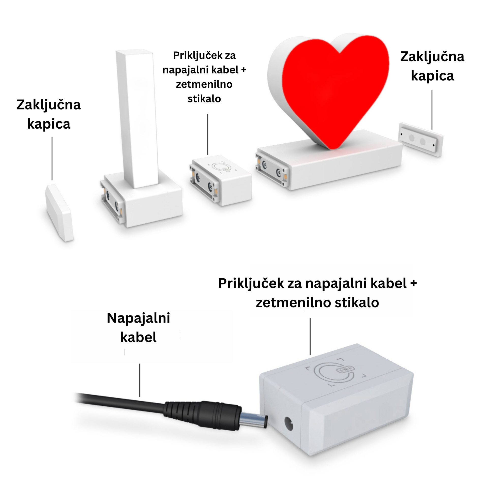LED črka H 75mm za sestavo napisa Arial 6500K "klik" bela