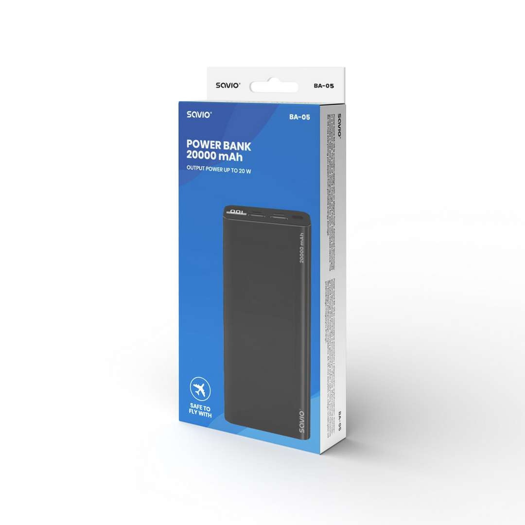 Prenosna baterija powerbank 20000mAh PD in QuickCharge 18W z LED zaslonom