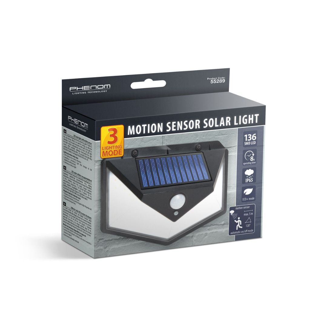 4x stenska LED solarna svetilka 136 LED 5W 260lm s senzorjem gibanja in mraka 3 načini delovanja