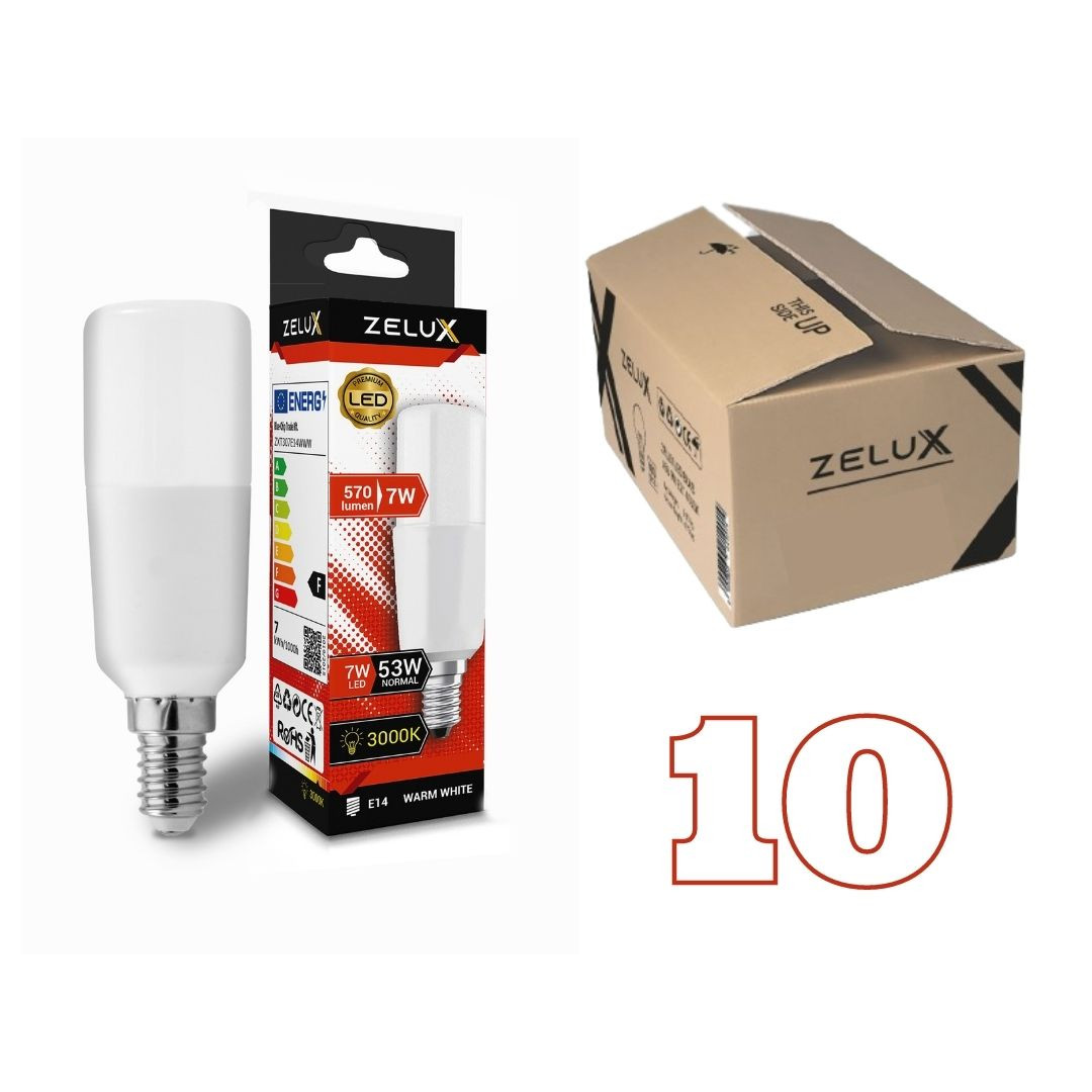10x LED sijalka E14 7W T30 570lm 3000K