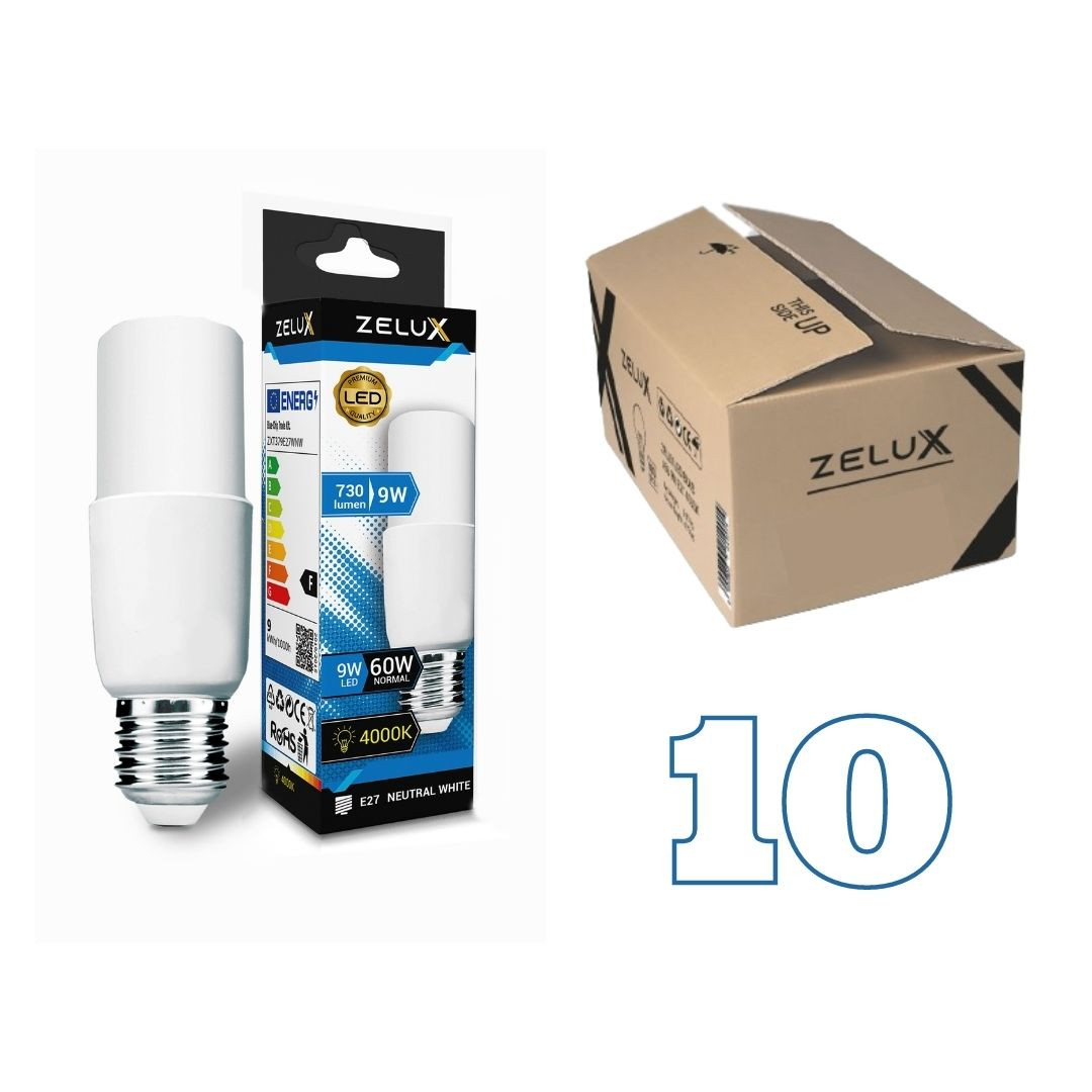 10x LED sijalka E27 stick 9W T37 730lm nevtralno bela 4000K