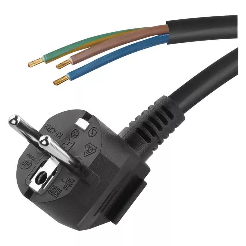Priključna vrvica PVC 3x1,5mm 2m črna