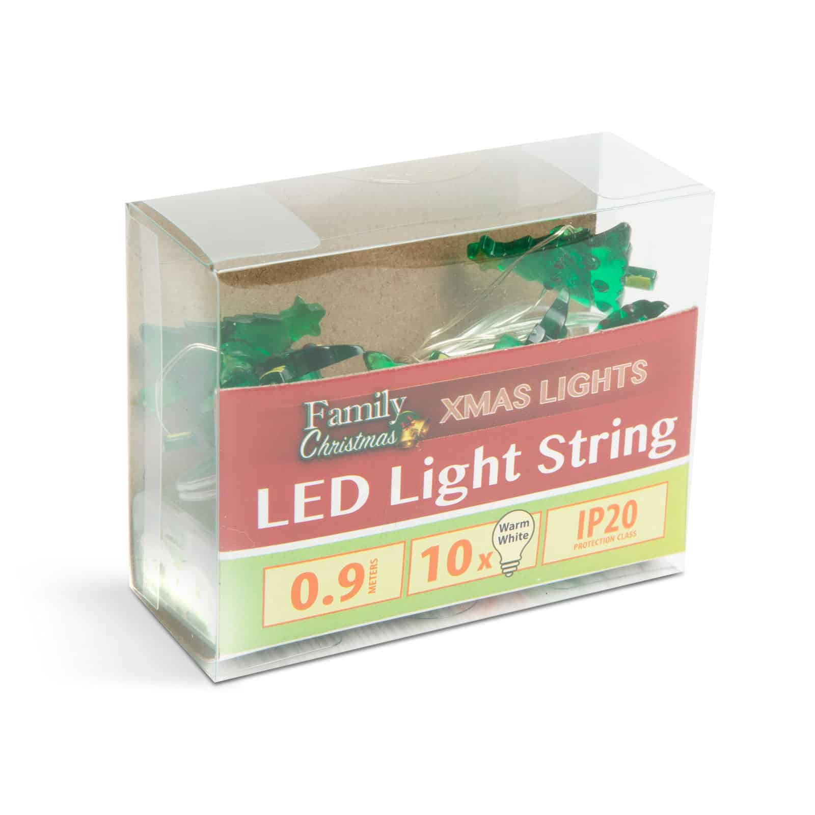 LED svetlobni niz na baterije smrečice 10 LED diod 1,2 metra toplo bela 2xAA