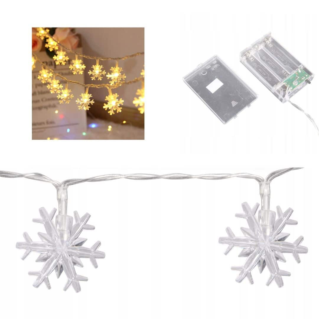LED snežinke na baterije 20 LED 3m 2700K 2 funkciji 3xAA