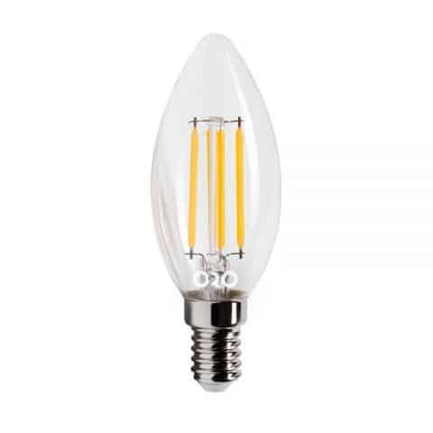 LED sijalka fillament E14 C30 6W 806lm svečka nevtralno bela 4000K steklena