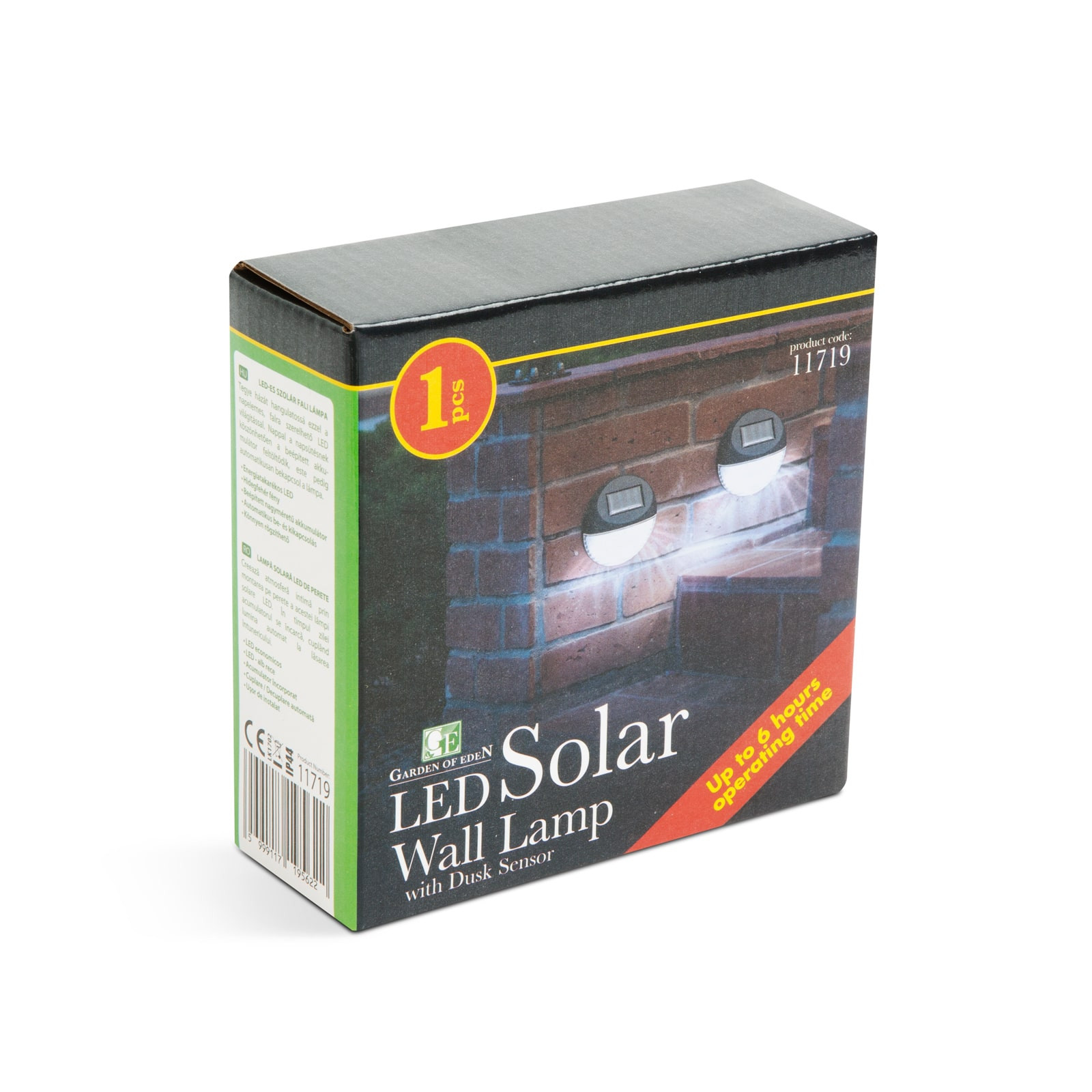 Stenska solarna svetilka s hladno belo LED diodo črna 11 x 11 x 4 cm