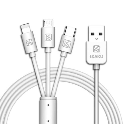 Univerzalni polnilni kabel 3v1 micro USB + USB-C + lightning 100cm bel