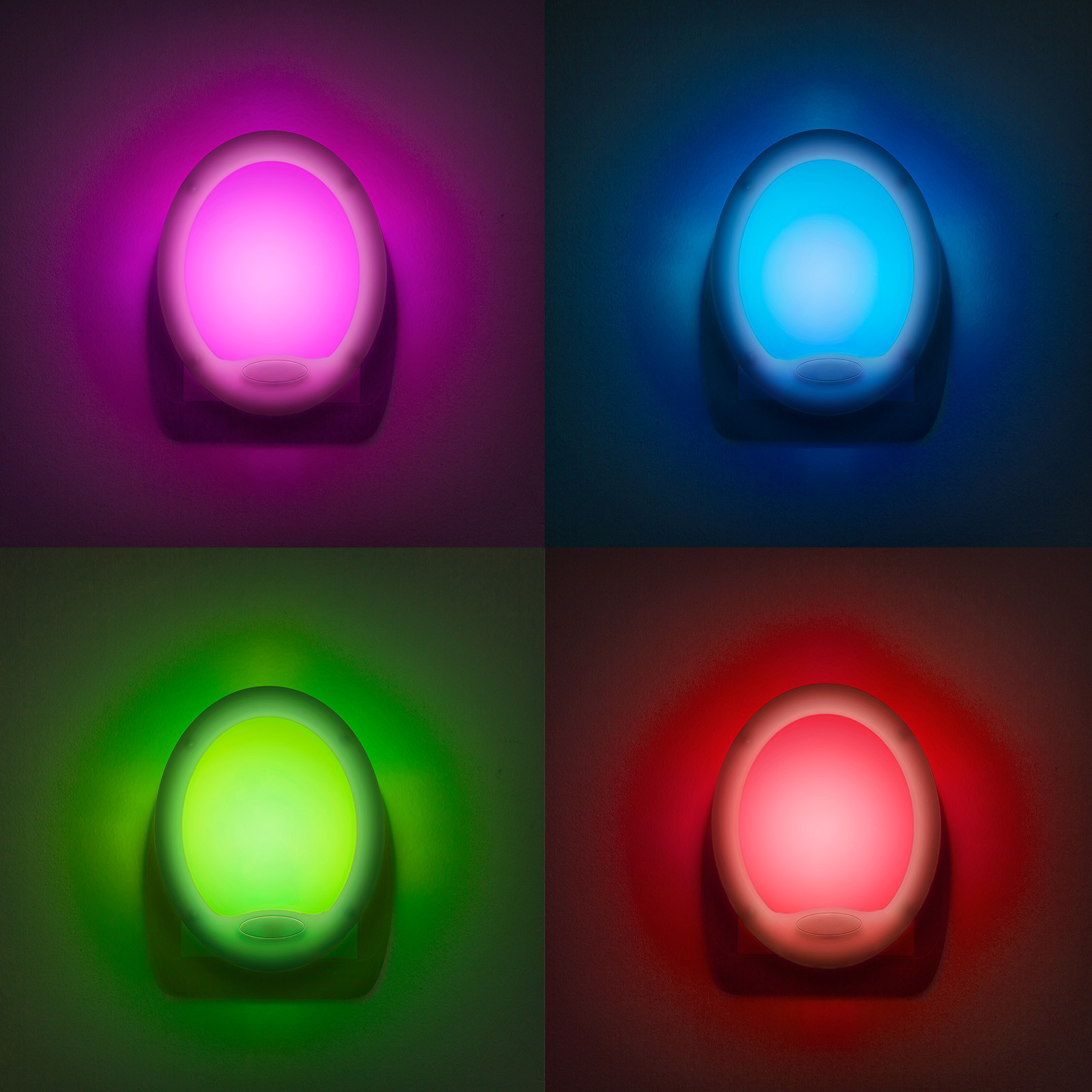 Večbarvna RGB LED nočna lučka 7 LED 1.5W za v vtičnico