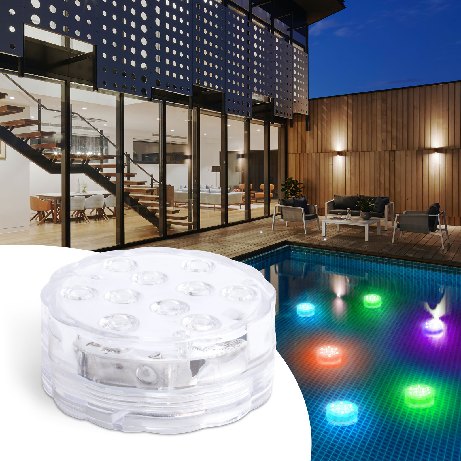 RGB LED vodotesna lučka za bazen z daljincem ⌀7cm