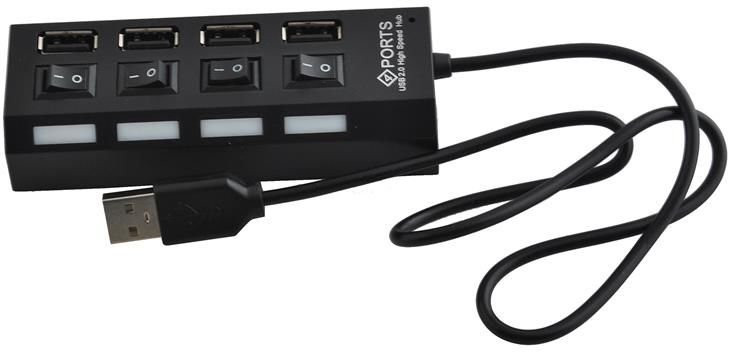 USB HUB razdelilec 2.0 4 vrata 480 Mbps 45cm črn