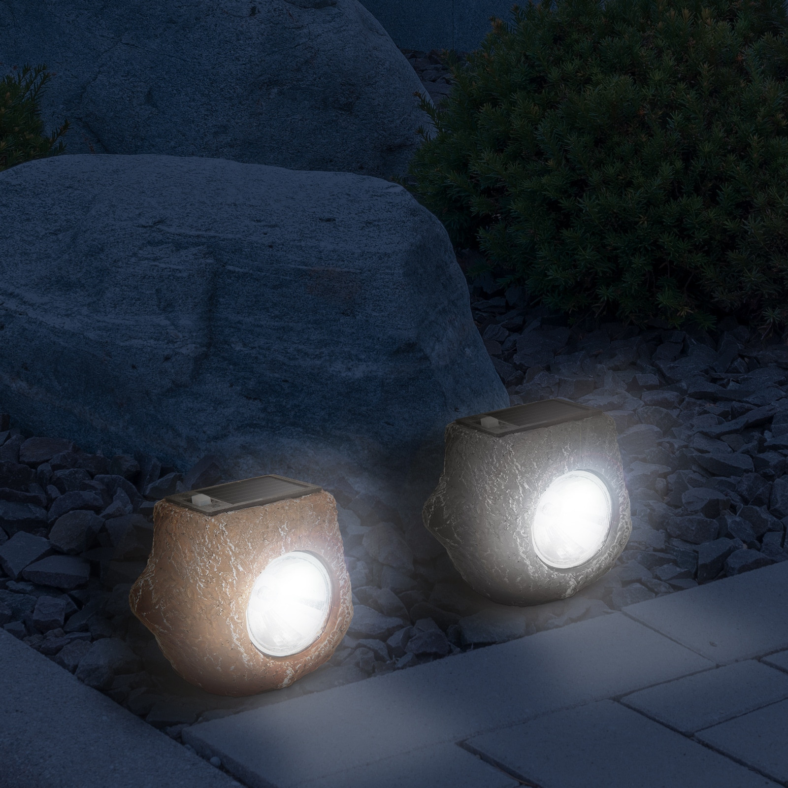LED solarna svetilka v obliki kamna