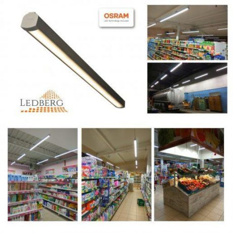 Premium LEDBERG OSRAM® stropna ALU LED svetilka AXION 200cm 72W 10000lm 3000K/4000K/5000K srebrna