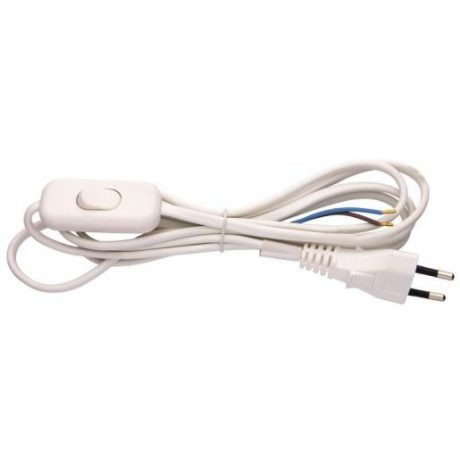 Priključna vrvica PVC 2×0,75mm 2m s stikalom bela