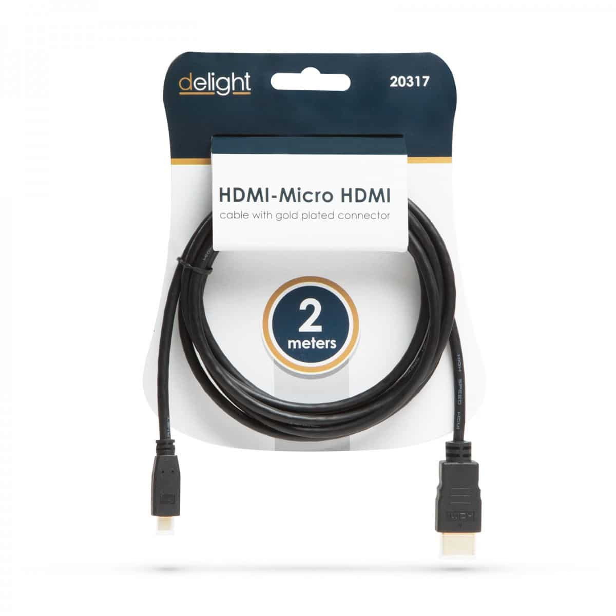 Micro HDMI - HDMI kabel pozlačen 2m