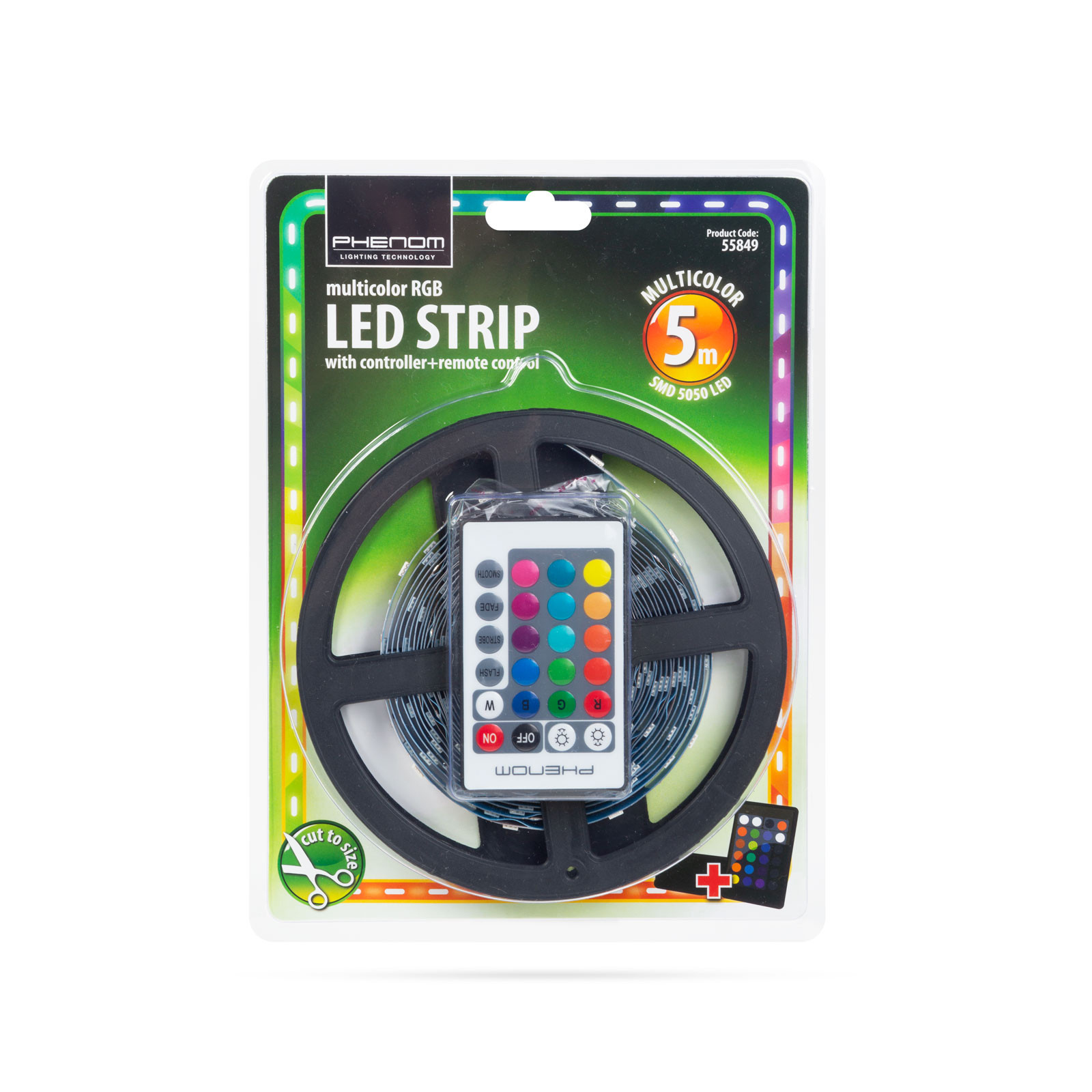 RGB LED komplet 5m 150 LED 7,2 W/m SMD 5050 s kontrolerjem in napajalnikom IP20