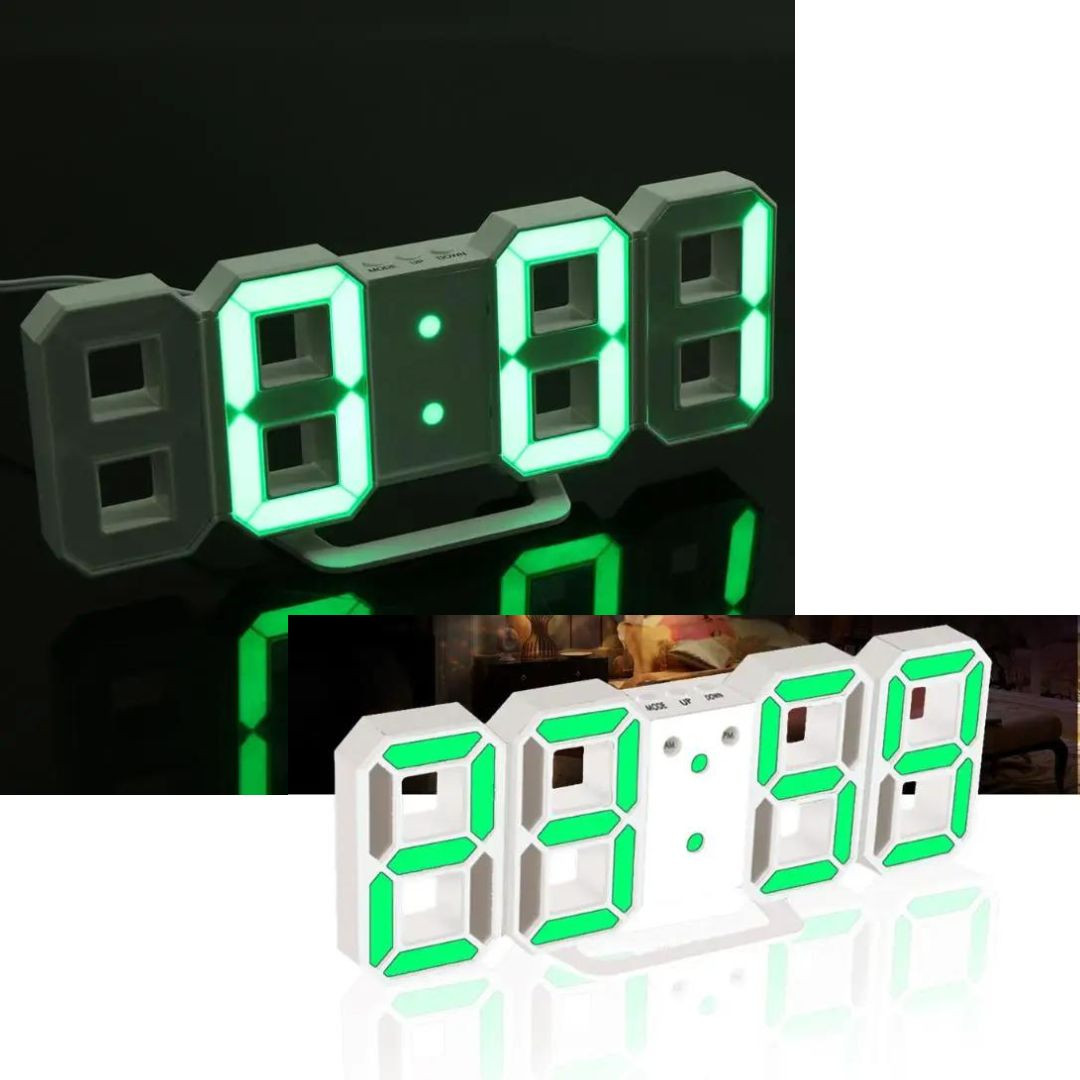 LED digitalna ura velike številke - zelena 24 x 9,4 x 1,7 cm