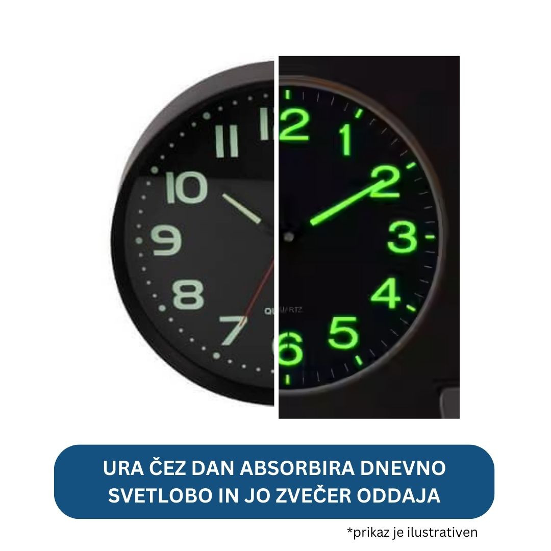 Stenska ura 28,5cm svetleča v temi
