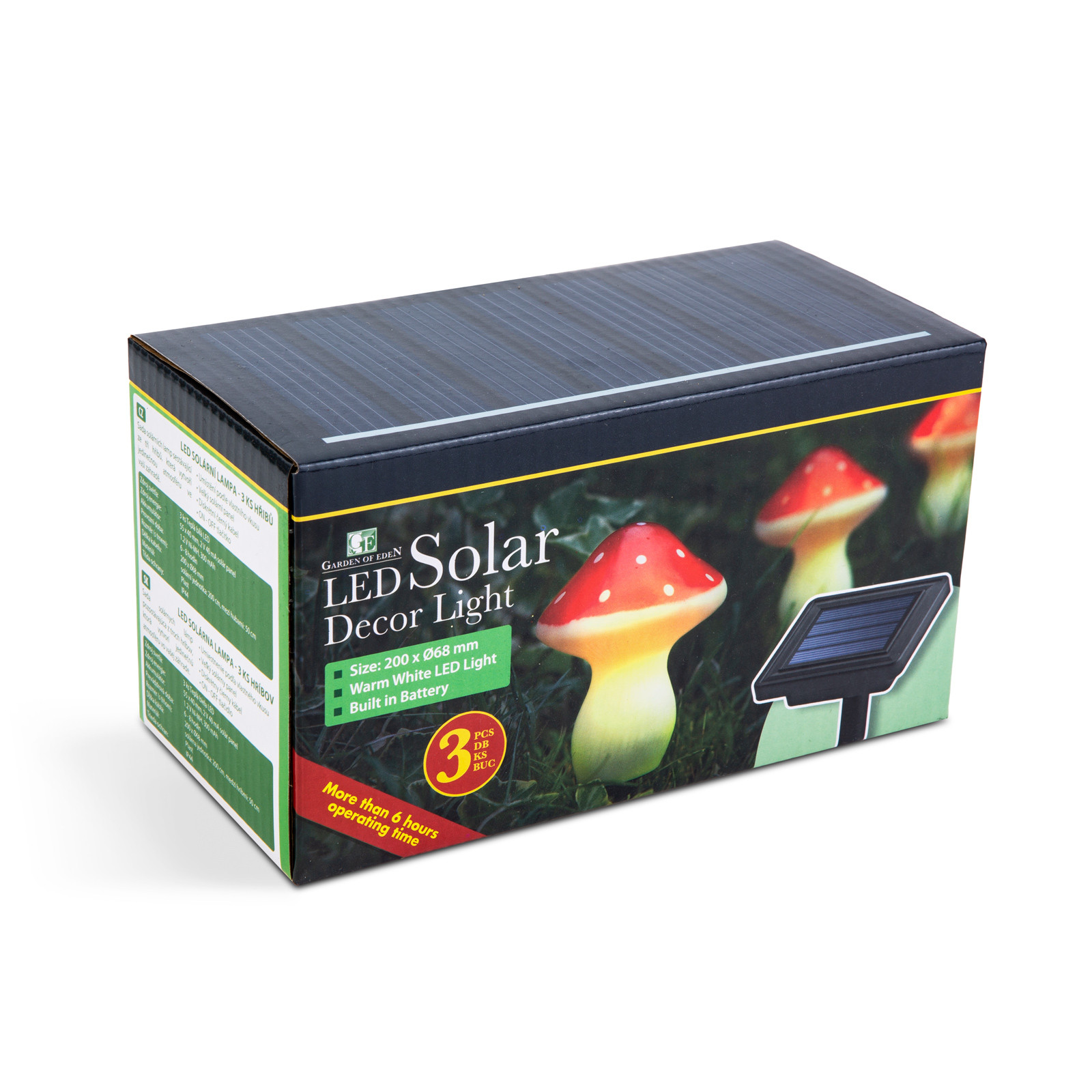 3x LED solarna svetilka v obliki gobe - topla bela LED