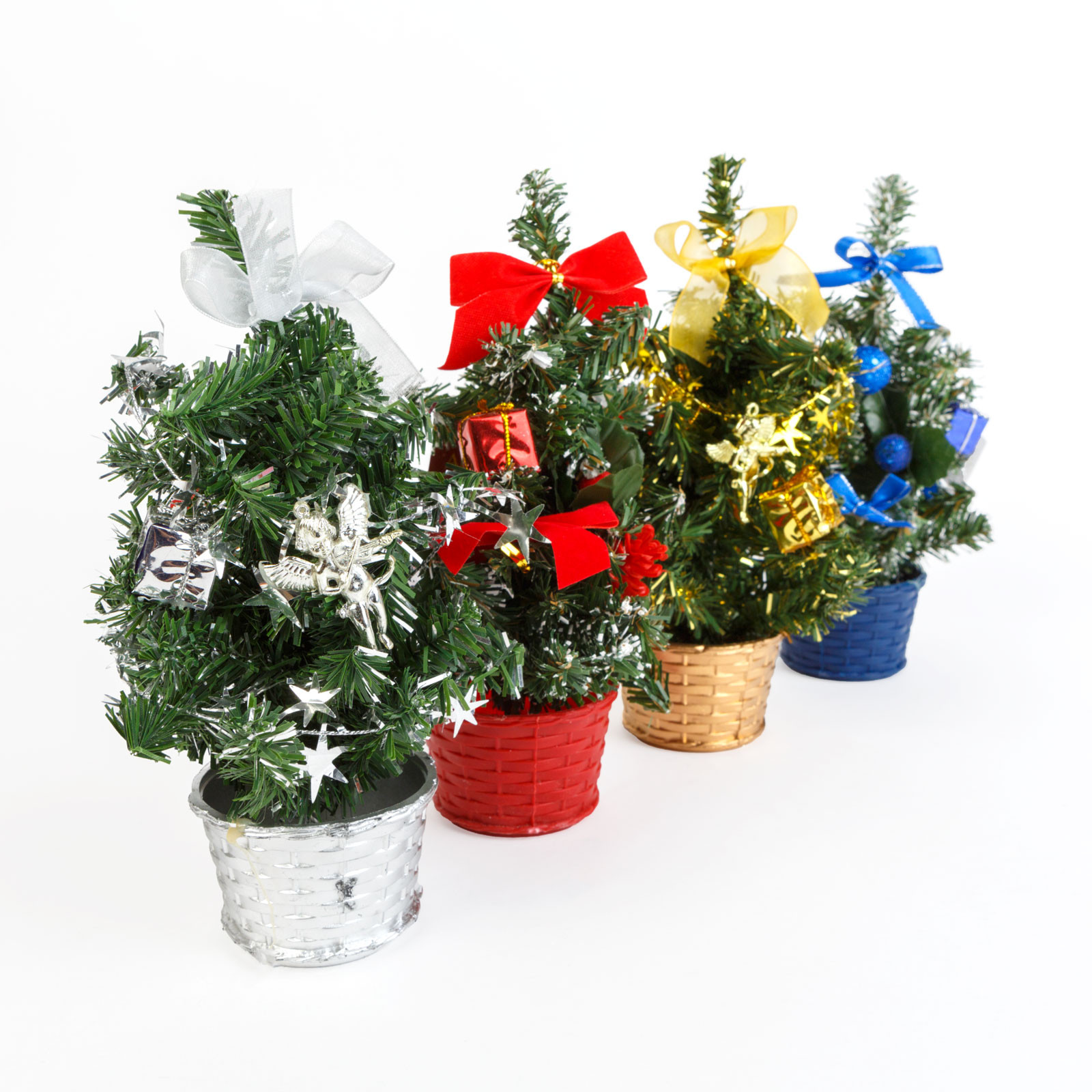 Mini okrašeno božično drevo v košarici 30cm 4 vrste