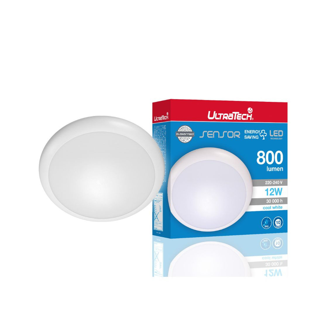 Vodotesna LED plafoniera z mikrovalovnim senzorjem gibanja 12W 800lm 4000K IP65