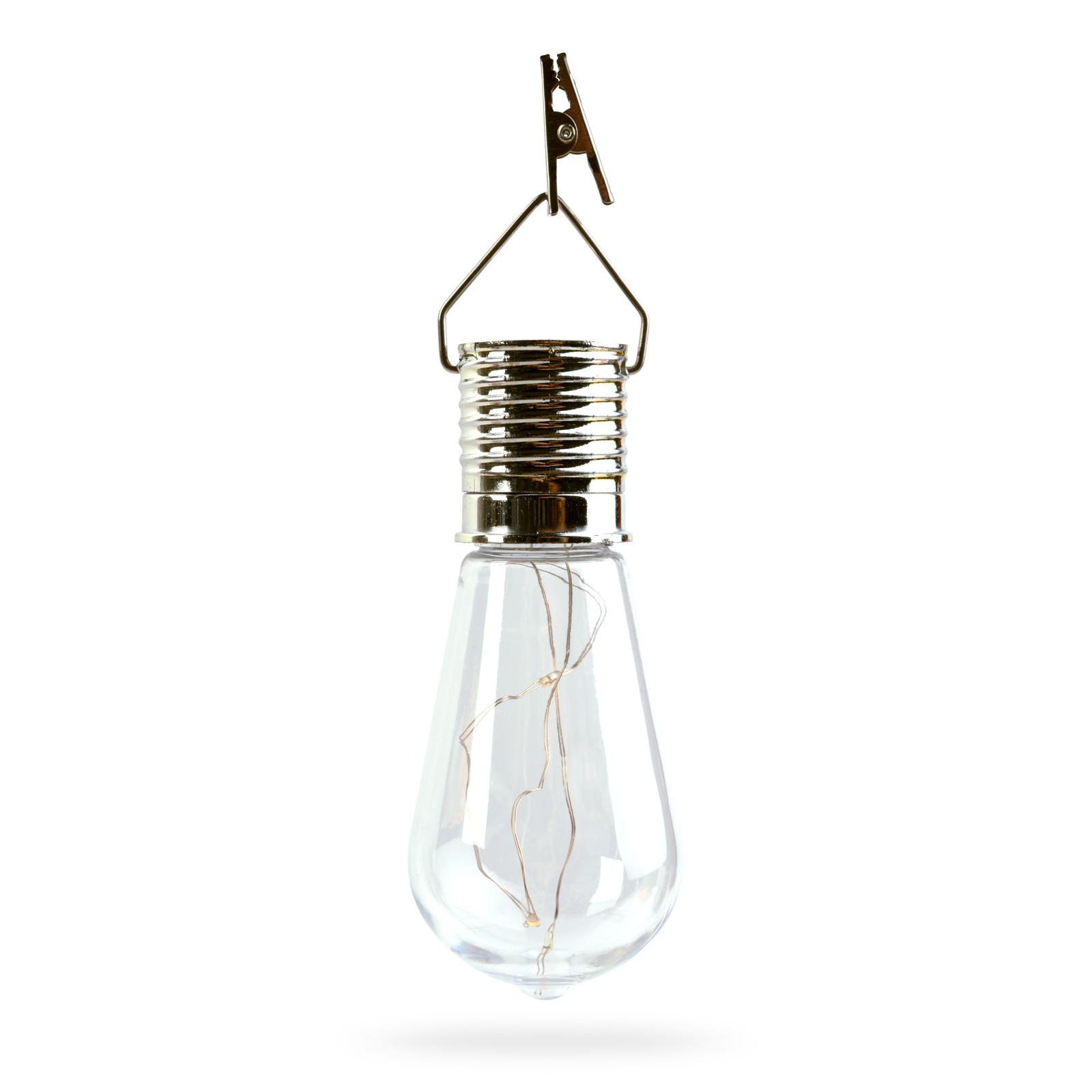 Viseča solarna svetilka v obliki žarnice 4 toplo bele LED diode 4,7 x 11cm