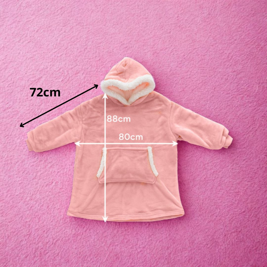 Topla pulover odeja s kapuco in rokavi - hoodie odeja roza