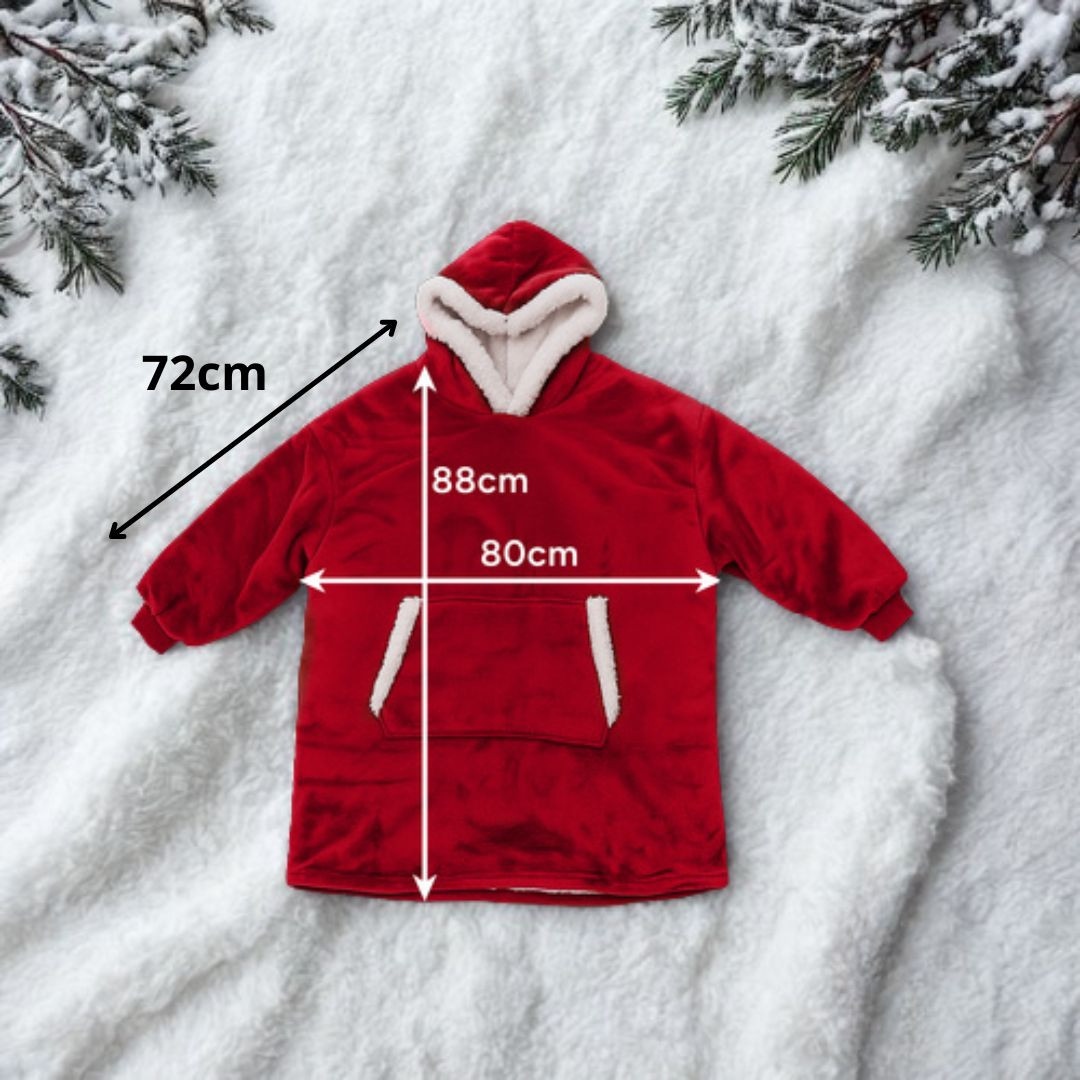 Topla pulover odeja s kapuco in rokavi - hoodie odeja rdeča