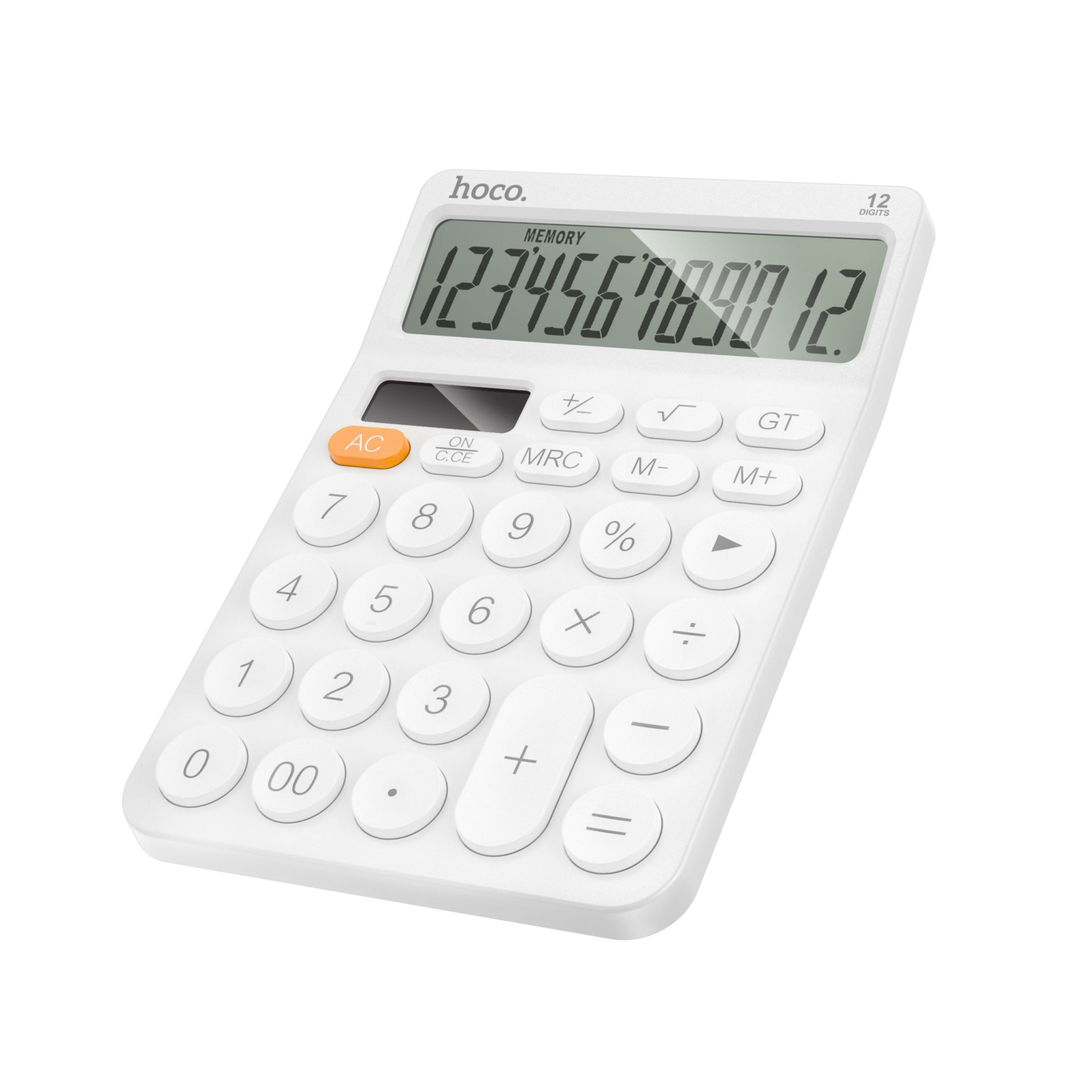 Digitalni kalkulator 12 mestni na dvojno napajanje bel