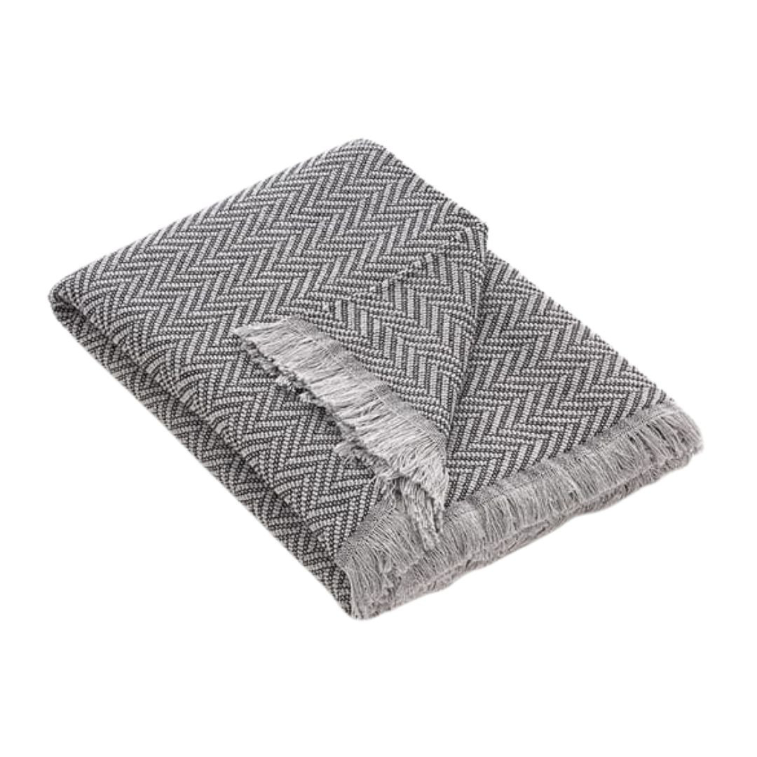 Pregrinjalo ali odeja iz recikliranega bombaža 230 x 260cm temno sivo