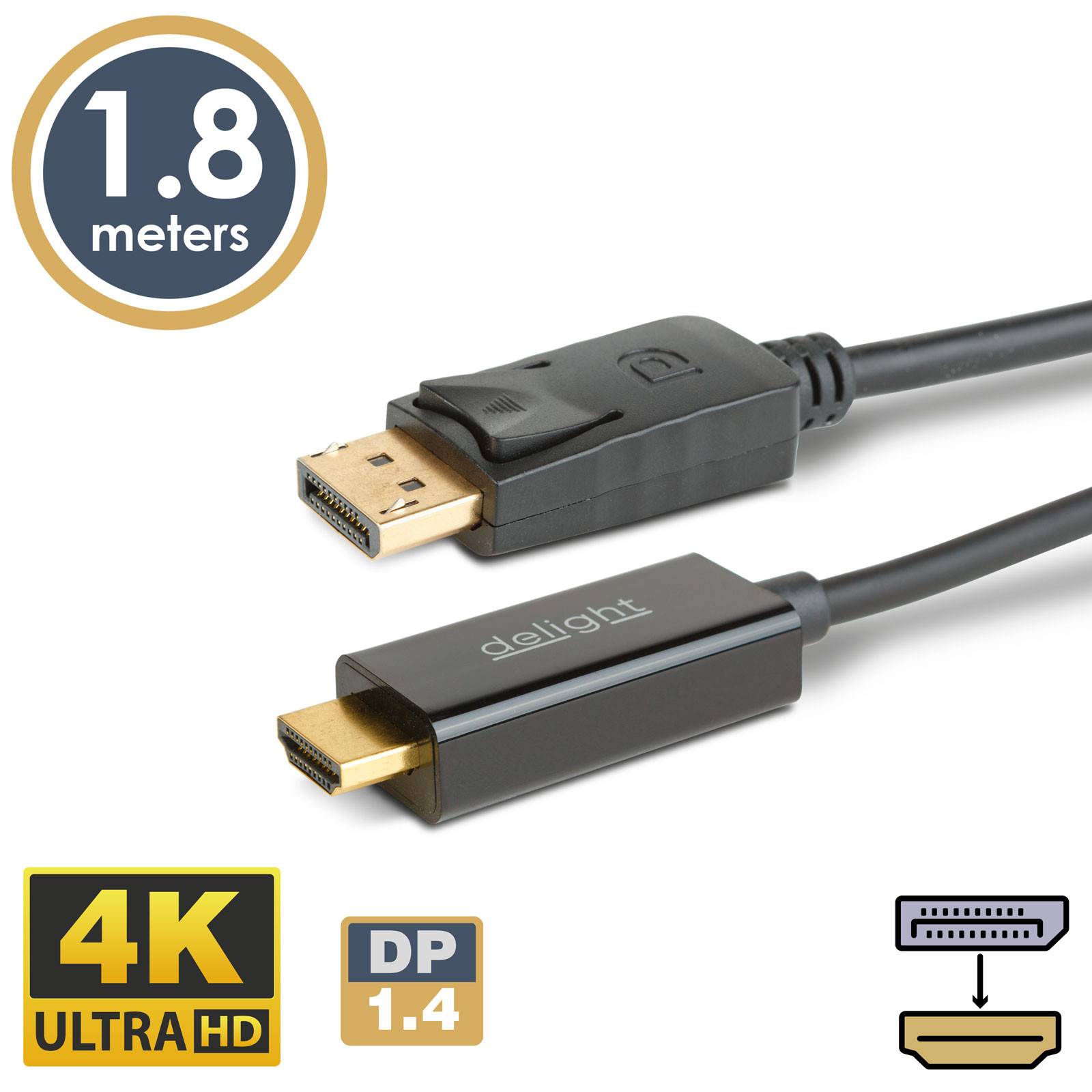 Kabel DisplayPort - HDMI 1.4 - 4K 1,8m