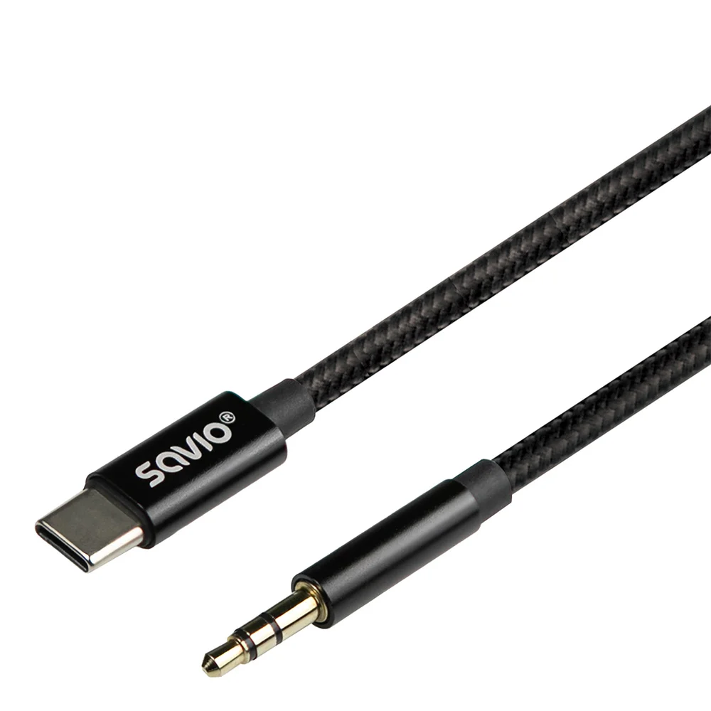 Kabel USB-C v mini jack 3,5mm audio 2m črn